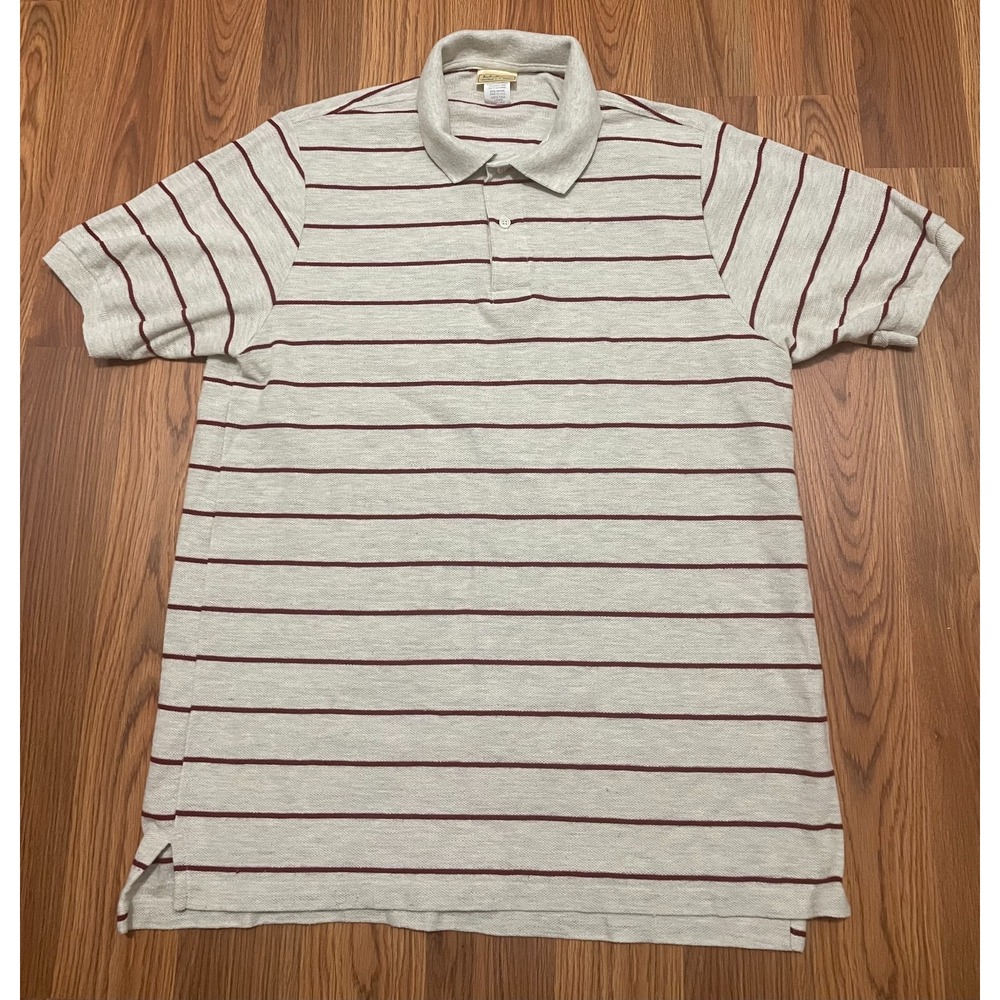 L.L.Bean Polo Mens Tall Large Stripe Made In USA Double L Short Sleeve